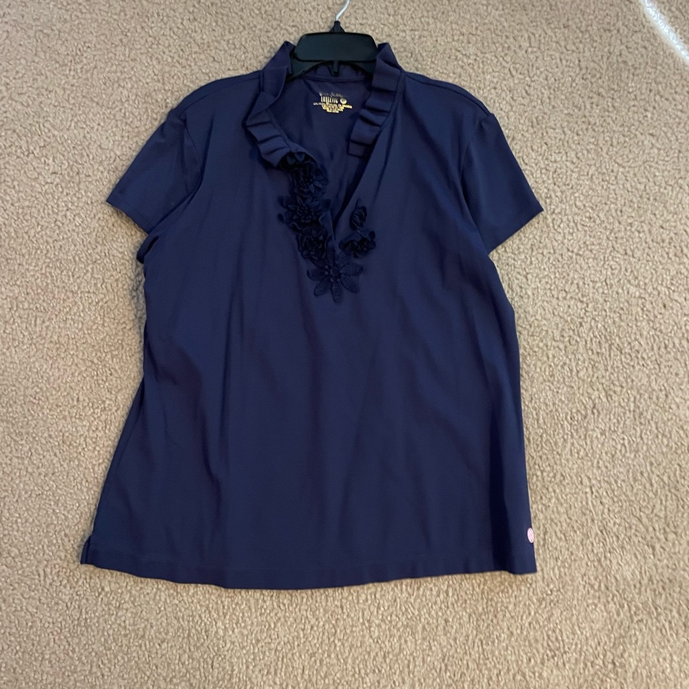 Lilly Pulitzer luxletix navy short sleeve shirt